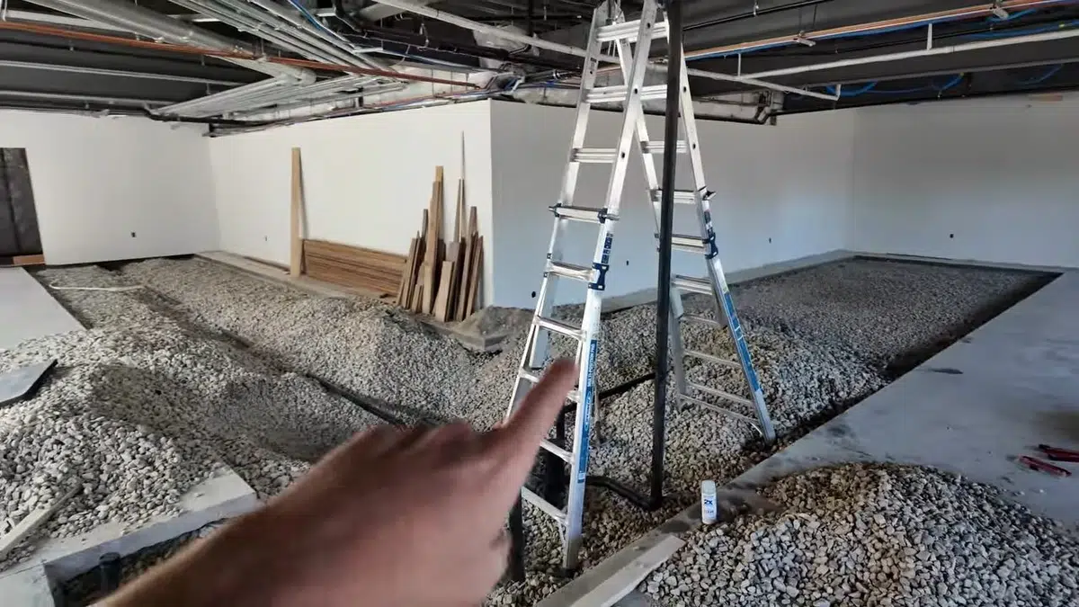Commercial build-out floor with plumbing rough-in layout for downtown stanton in Downtown Stanton