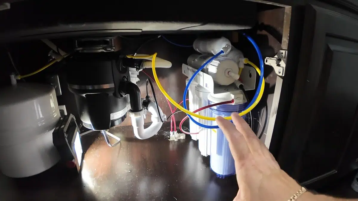Mounted reverse osmosis filters below kitchen sink for golden state water stanton hardness effects plumbing in Stanton