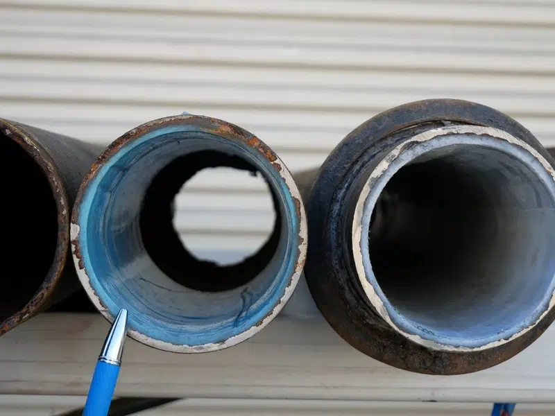 Sewer line repair equipment and damaged pipe access for downtown stanton in Downtown Stanton
