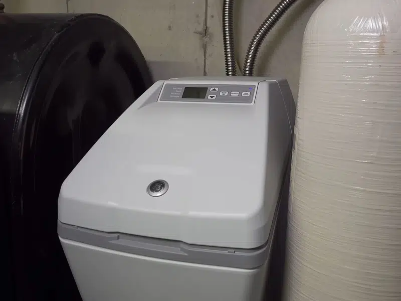 Whole-home water softener equipment with tanks and valves for how much does drain cleaning cost stanton central in Stanton
